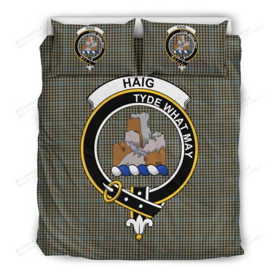 Personalized Bedding Set - Haig Check Clan Badge Tartan Cotton Spread Included 1 Soft Duvet Cover or Quilt and 2 Lightweight Breathe Pillowcases