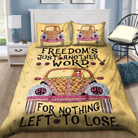 Personalized Bedding Set - Hippie Freedom's Just Another Word Nothing Left To Lose Cotton Spread Included 1 Soft Duvet Cover or Quilt and 2 Lightweight Breathe Pillowcases