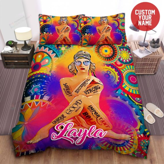Personalized Bedding Set - Hippie Stay Wild Custom Name Included 1 Soft Duvet Cover or Quilt and 2 Lightweight Breathe Pillowcases