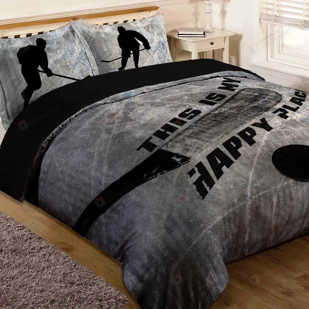 Personalized Bedding Set - Hockey Cotton Duet Included 1 Soft Duvet Cover or Quilt and 2 Lightweight Breathe Pillowcases