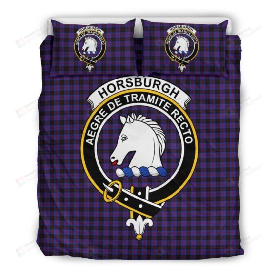 Personalized Bedding Set - Horsburgh Clan Badge Tartan Cotton Spread Included 1 Soft Duvet Cover or Quilt and 2 Lightweight Breathe Pillowcases