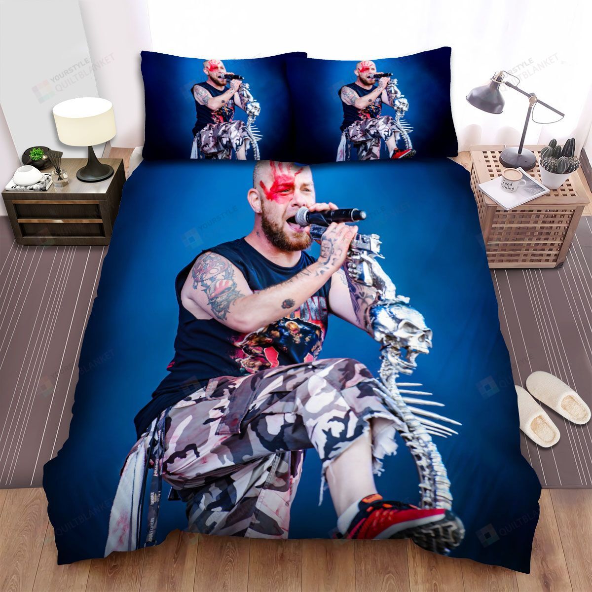 Personalized Bedding Set - Ivan Moody Live Five Finger Death Punch Spread Included 1 Soft Duvet Cover or Quilt and 2 Lightweight Breathe Pillowcases