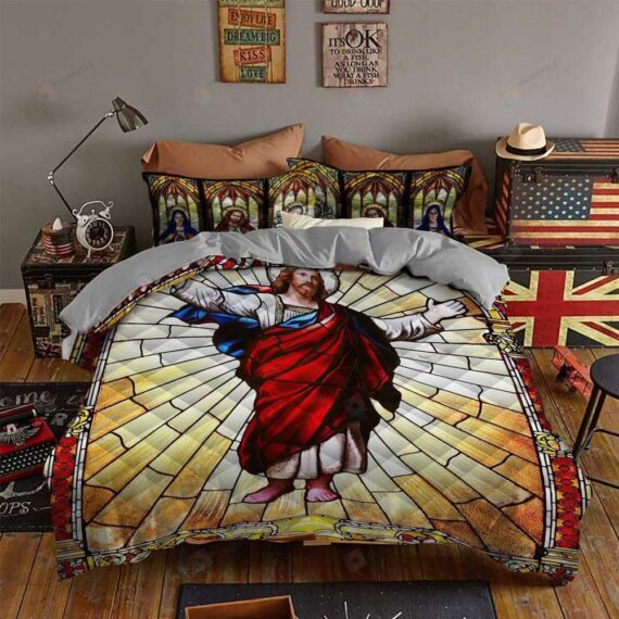 Personalized Bedding Set - Jesus Lord Cotton Spread Included 1 Soft Duvet Cover or Quilt and 2 Lightweight Breathe Pillowcases