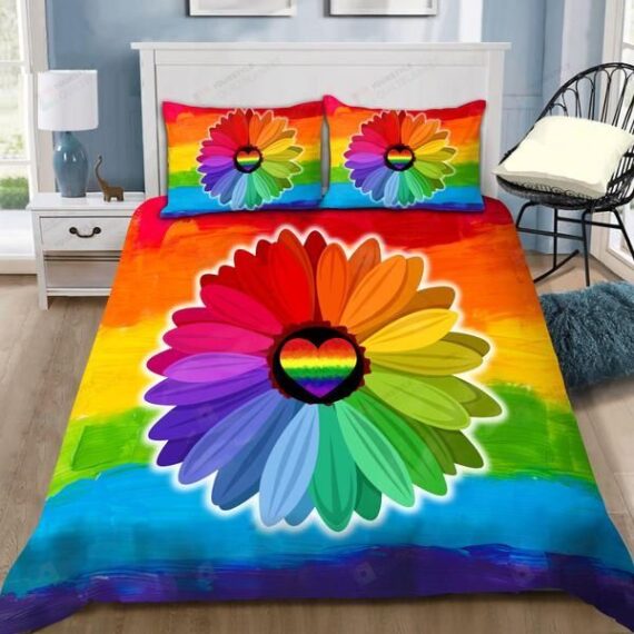 Personalized Bedding Set - Lgbt Daisy Cotton Spread Included 1 Soft Duvet Cover or Quilt and 2 Lightweight Breathe Pillowcases