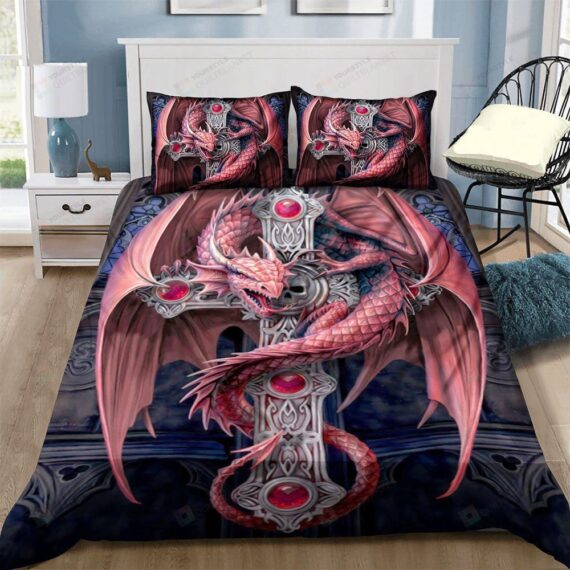 Personalized Bedding Set - Limited Edition Dragon Cross Included 1 Soft Duvet Cover or Quilt and 2 Lightweight Breathe Pillowcases