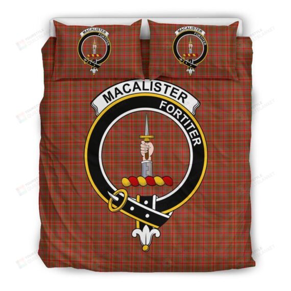 Personalized Bedding Set - Macalister Clan Badge Tartan Cotton Spread Included 1 Soft Duvet Cover or Quilt and 2 Lightweight Breathe Pillowcases