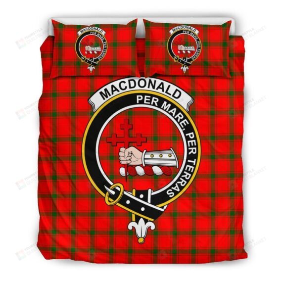 Personalized Bedding Set - Macdonald Of Sleat Clan Badge Tartan Cotton Spread Included 1 Soft Duvet Cover or Quilt and 2 Lightweight Breathe Pillowcases