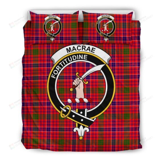 Personalized Bedding Set - Macrae Clan Badge Tartan Cotton Spread Included 1 Soft Duvet Cover or Quilt and 2 Lightweight Breathe Pillowcases