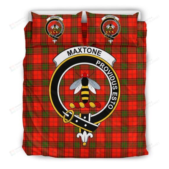 Personalized Bedding Set - Maxtone Clan Badge Tartan Cotton Spread Included 1 Soft Duvet Cover or Quilt and 2 Lightweight Breathe Pillowcases