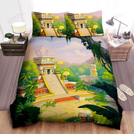 Personalized Bedding Set - Mayan Civilization Illustration Spread Included 1 Soft Duvet Cover or Quilt and 2 Lightweight Breathe Pillowcases