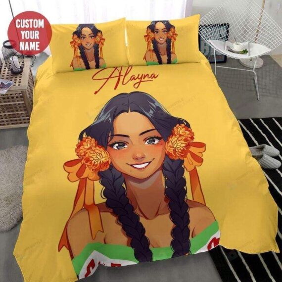 Personalized Bedding Set - Mexican Beautiful Custom Name Included 1 Soft Duvet Cover or Quilt and 2 Lightweight Breathe Pillowcases