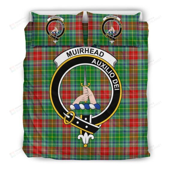 Personalized Bedding Set - Muirhead Clan Badge Tartan Cotton Spread Included 1 Soft Duvet Cover or Quilt and 2 Lightweight Breathe Pillowcases