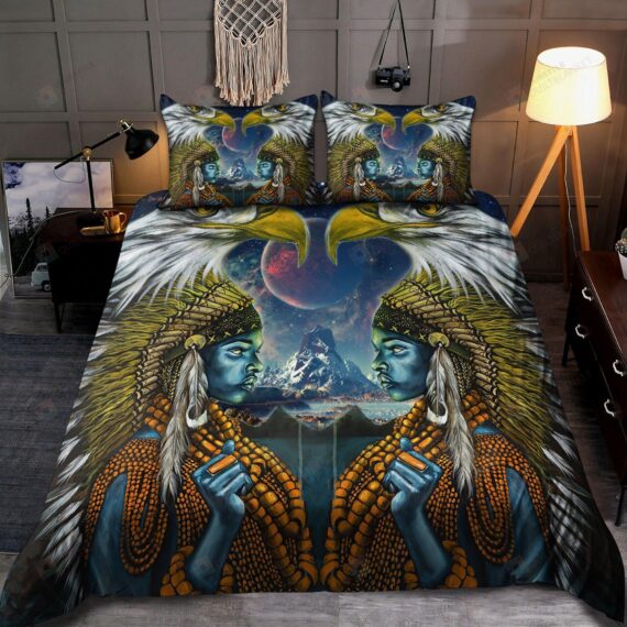 Personalized Bedding Set - Native American Feather Spread Included 1 Soft Duvet Cover or Quilt and 2 Lightweight Breathe Pillowcases