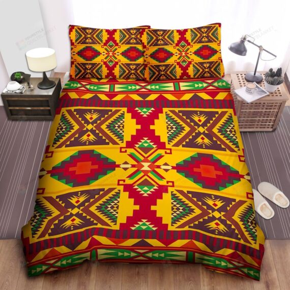 Personalized Bedding Set - Native American Geometric Pattern Tone Spread Included 1 Soft Duvet Cover or Quilt and 2 Lightweight Breathe Pillowcases
