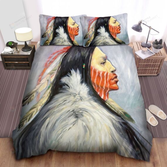 Personalized Bedding Set - Native American Tribal Chief Painting Spread Included 1 Soft Duvet Cover or Quilt and 2 Lightweight Breathe Pillowcases