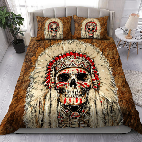 Personalized Bedding Set - Native Skull Spread Included 1 Soft Duvet Cover or Quilt and 2 Lightweight Breathe Pillowcases