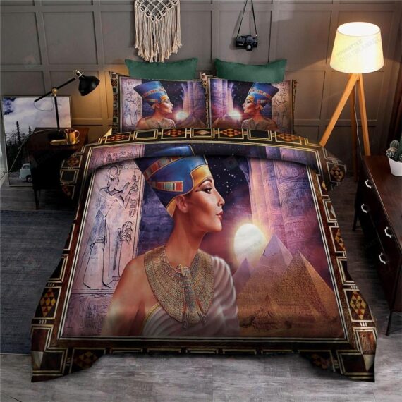 Personalized Bedding Set - Nefertiti Ancient Egyptian Cotton Spread Included 1 Soft Duvet Cover or Quilt and 2 Lightweight Breathe Pillowcases