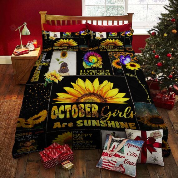 Personalized Bedding Set - October Are Sunshine Spread Included 1 Soft Duvet Cover or Quilt and 2 Lightweight Breathe Pillowcases