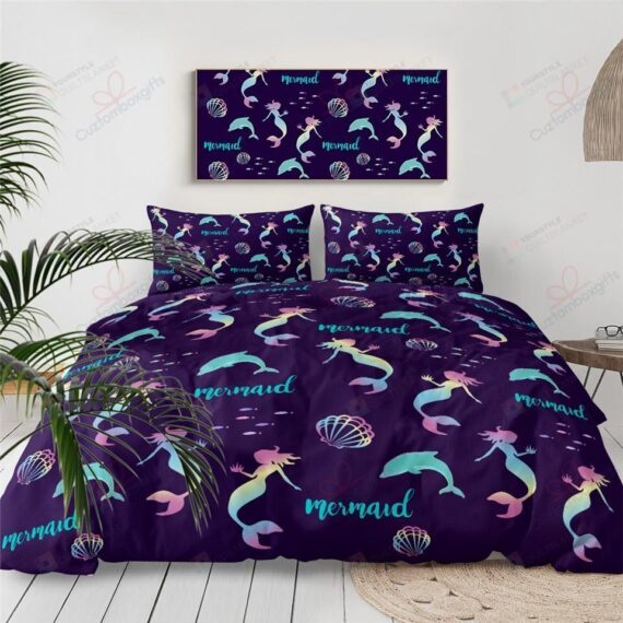 Personalized Bedding Set - Ombr� Mermaid Included 1 Soft Duvet Cover or Quilt and 2 Lightweight Breathe Pillowcases