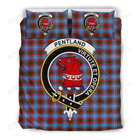 Personalized Bedding Set - Pentland Edingburg Clan Badge Tartan Dhcdd Included 1 Soft Duvet Cover or Quilt and 2 Lightweight Breathe Pillowcases