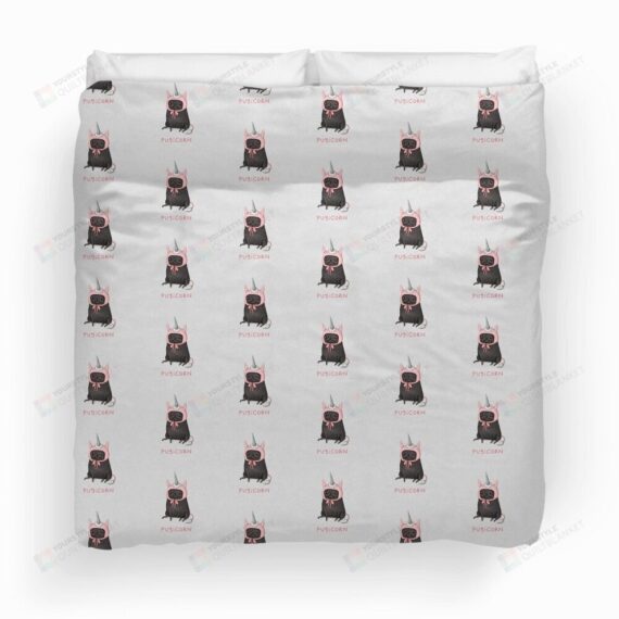 Personalized Bedding Set - Pugicorn Pattern Included 1 Soft Duvet Cover or Quilt and 2 Lightweight Breathe Pillowcases