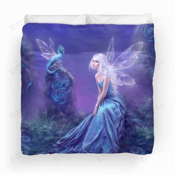 Personalized Bedding Set - Purple Luminescent Fairy Dragon Art Included 1 Soft Duvet Cover or Quilt and 2 Lightweight Breathe Pillowcases