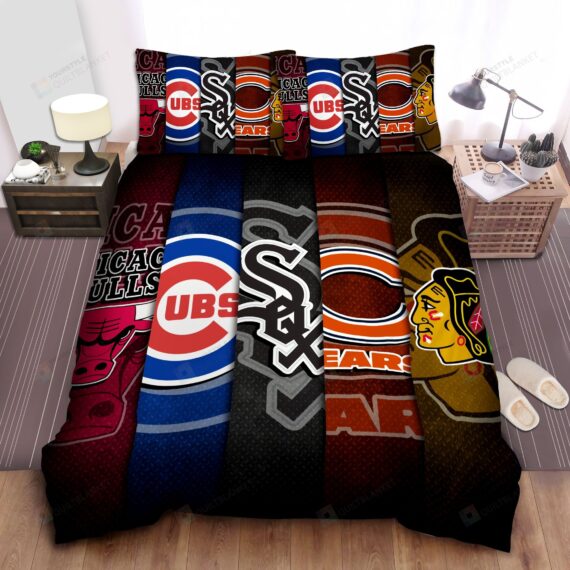 Personalized Bedding Set - Sports Illinois Sport Teams Spread Included 1 Soft Duvet Cover or Quilt and 2 Lightweight Breathe Pillowcases