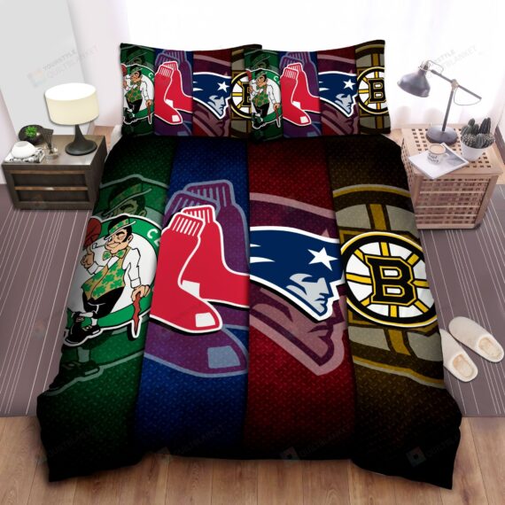 Personalized Bedding Set - Sports Massachusetts Sport Teams Spread Included 1 Soft Duvet Cover or Quilt and 2 Lightweight Breathe Pillowcases