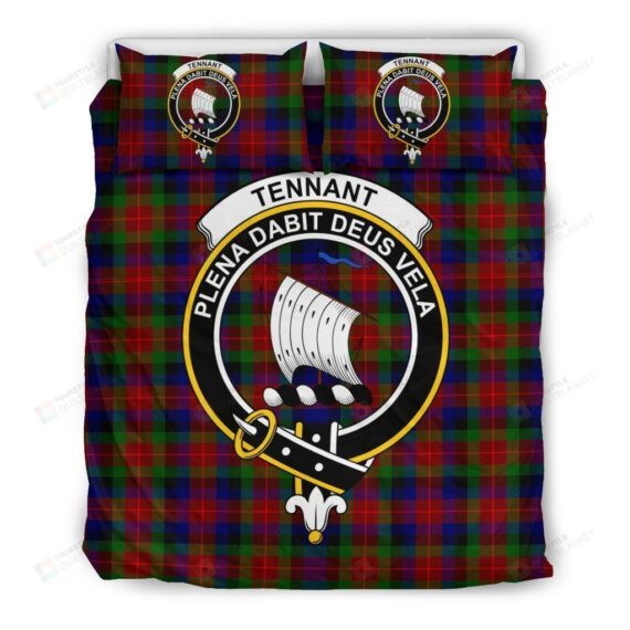 Personalized Bedding Set - Tennant Clan Badge Tartan Cotton Spread Included 1 Soft Duvet Cover or Quilt and 2 Lightweight Breathe Pillowcases