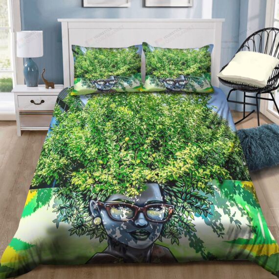 Personalized Bedding Set - Tree Drawing On The Wall Spread Included 1 Soft Duvet Cover or Quilt and 2 Lightweight Breathe Pillowcases