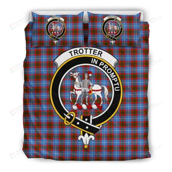 Personalized Bedding Set - Trotter Clan Badge Tartan Cotton Spread Included 1 Soft Duvet Cover or Quilt and 2 Lightweight Breathe Pillowcases