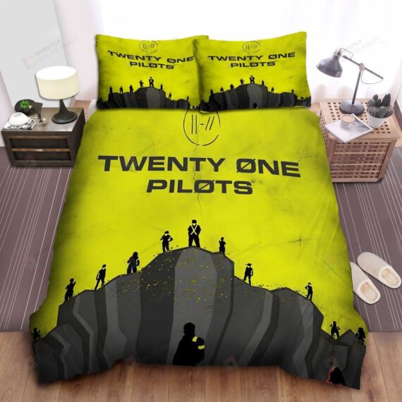 Personalized Bedding Set - Twenty One Pilots Retro Music Poster Spread Included 1 Soft Duvet Cover or Quilt and 2 Lightweight Breathe Pillowcases