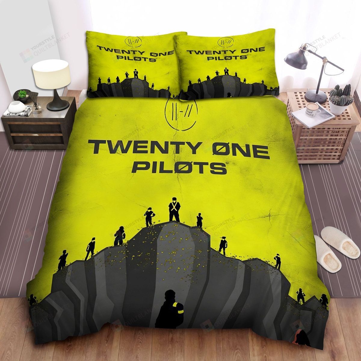 Personalized Bedding Set - Twenty One Pilots Retro Music Poster Spread Included 1 Soft Duvet Cover or Quilt and 2 Lightweight Breathe Pillowcases