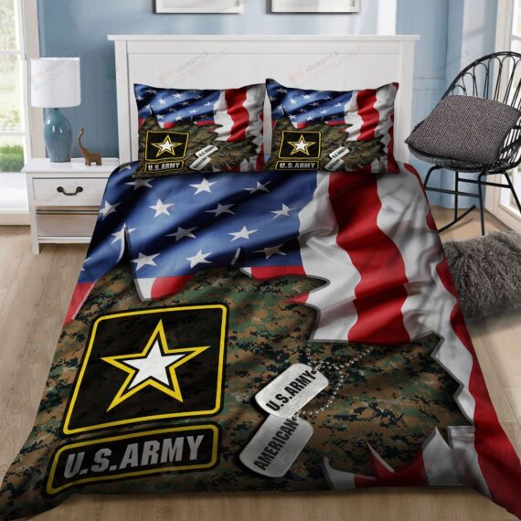 Personalized Bedding Set - U S Army Spread Included 1 Soft Duvet Cover or Quilt and 2 Lightweight Breathe Pillowcases