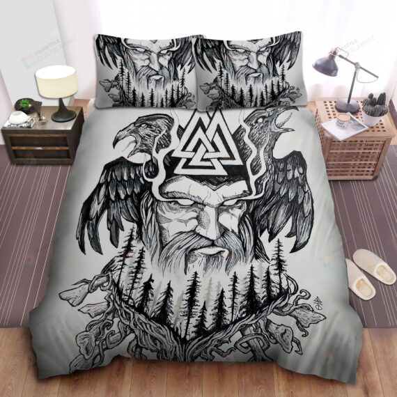 Personalized Bedding Set - Viking Man Eagles Symbols Spread Included 1 Soft Duvet Cover or Quilt and 2 Lightweight Breathe Pillowcases