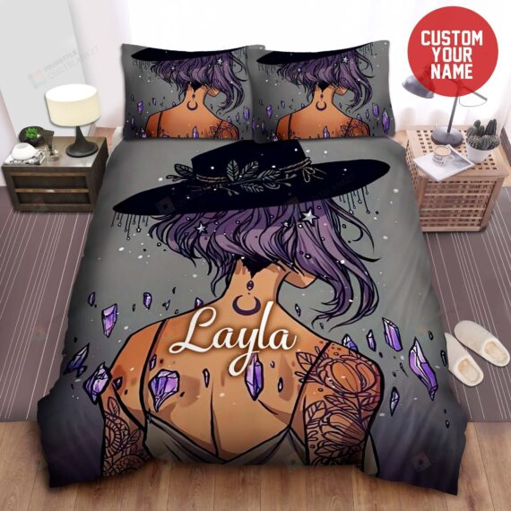 Personalized Bedding Set - Vintage Hippie Stay Wild Moon Child Custom Name Included 1 Soft Duvet Cover or Quilt and 2 Lightweight Breathe Pillowcases