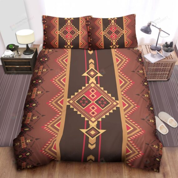 Personalized Bedding Set - Vintage Native American Pattern Spread Included 1 Soft Duvet Cover or Quilt and 2 Lightweight Breathe Pillowcases