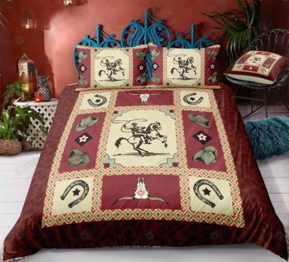 Personalized Bedding Set - Western Cowboy Cotton Spread Included 1 Soft Duvet Cover or Quilt and 2 Lightweight Breathe Pillowcases