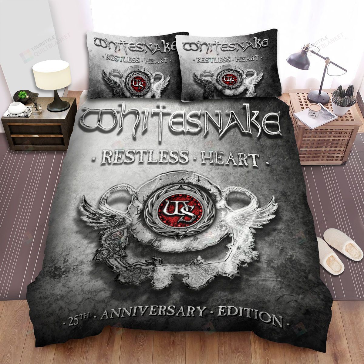 Personalized Bedding Set - Whitesnake Restless Heart Spread Included 1 Soft Duvet Cover or Quilt and 2 Lightweight Breathe Pillowcases