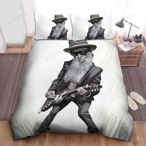 Personalized Bedding Set - Zz Top Artwork Of Billy Gibbons Spread Included 1 Soft Duvet Cover or Quilt and 2 Lightweight Breathe Pillowcases