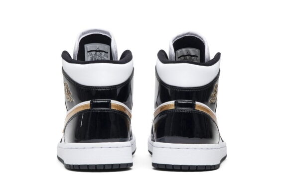 Jordan 1 Mid Patent Black White Gold (GS)