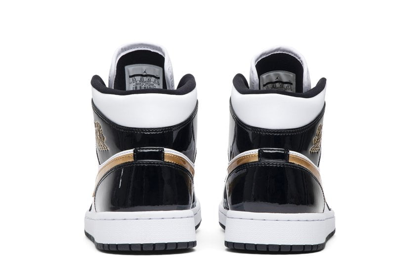 Jordan 1 Mid Patent Black White Gold (GS)